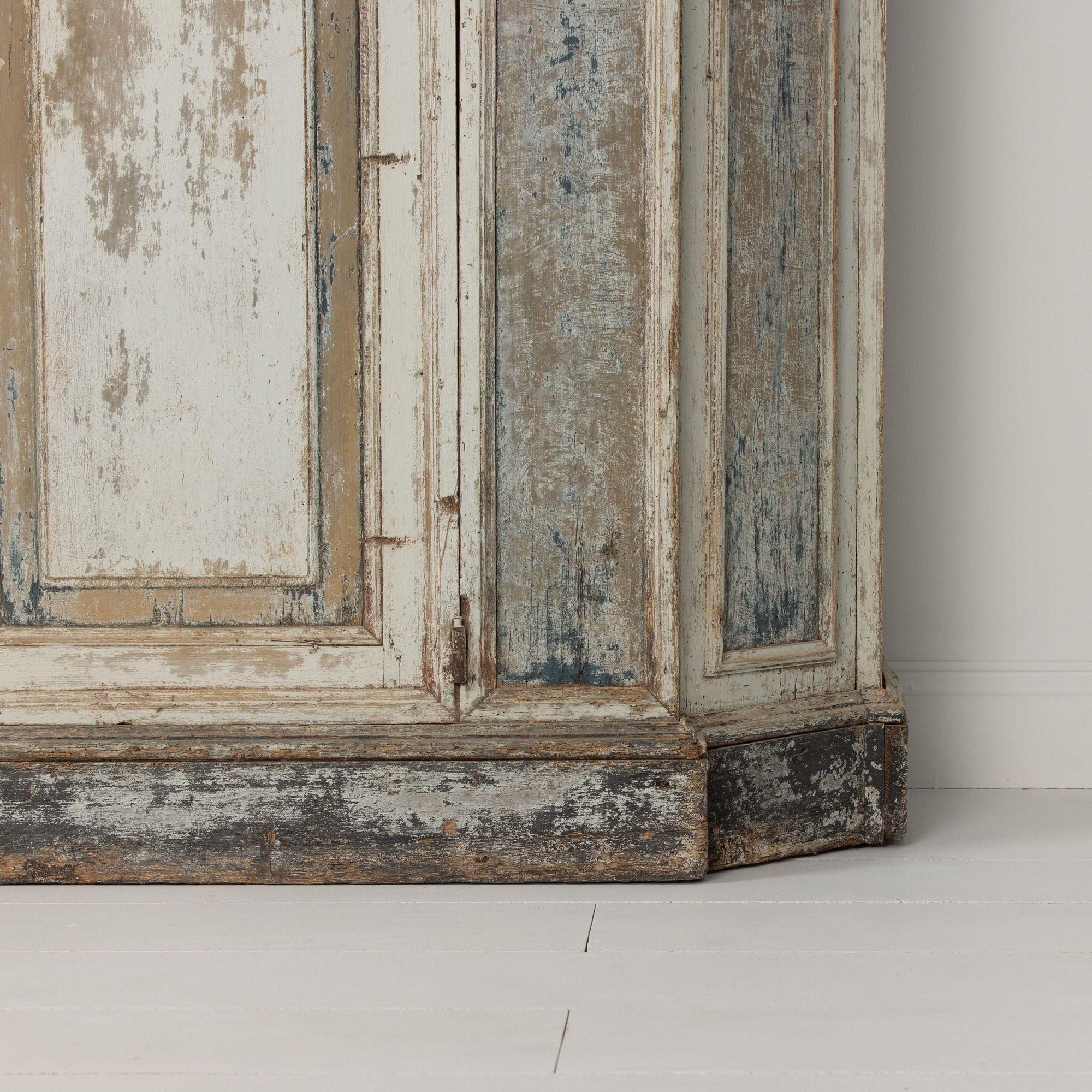 18th c. Italian Tall Two-Part Cabinet in Original Paint 1