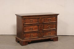 18th C. Italian Three-Drawer Wooden Recessed Panel Chest on Bracket Feet
