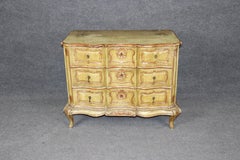18th C. Italian Venetian Paint Decorated 3 Drawer Commode