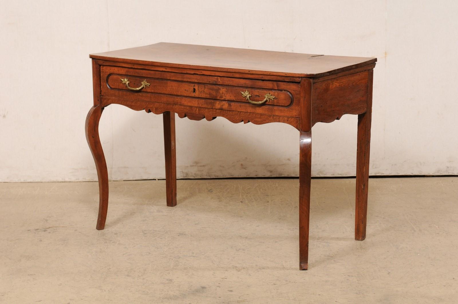 18th C. Italian Walnut Console Table with Full Size Drawer 'or a Small Server' For Sale 7