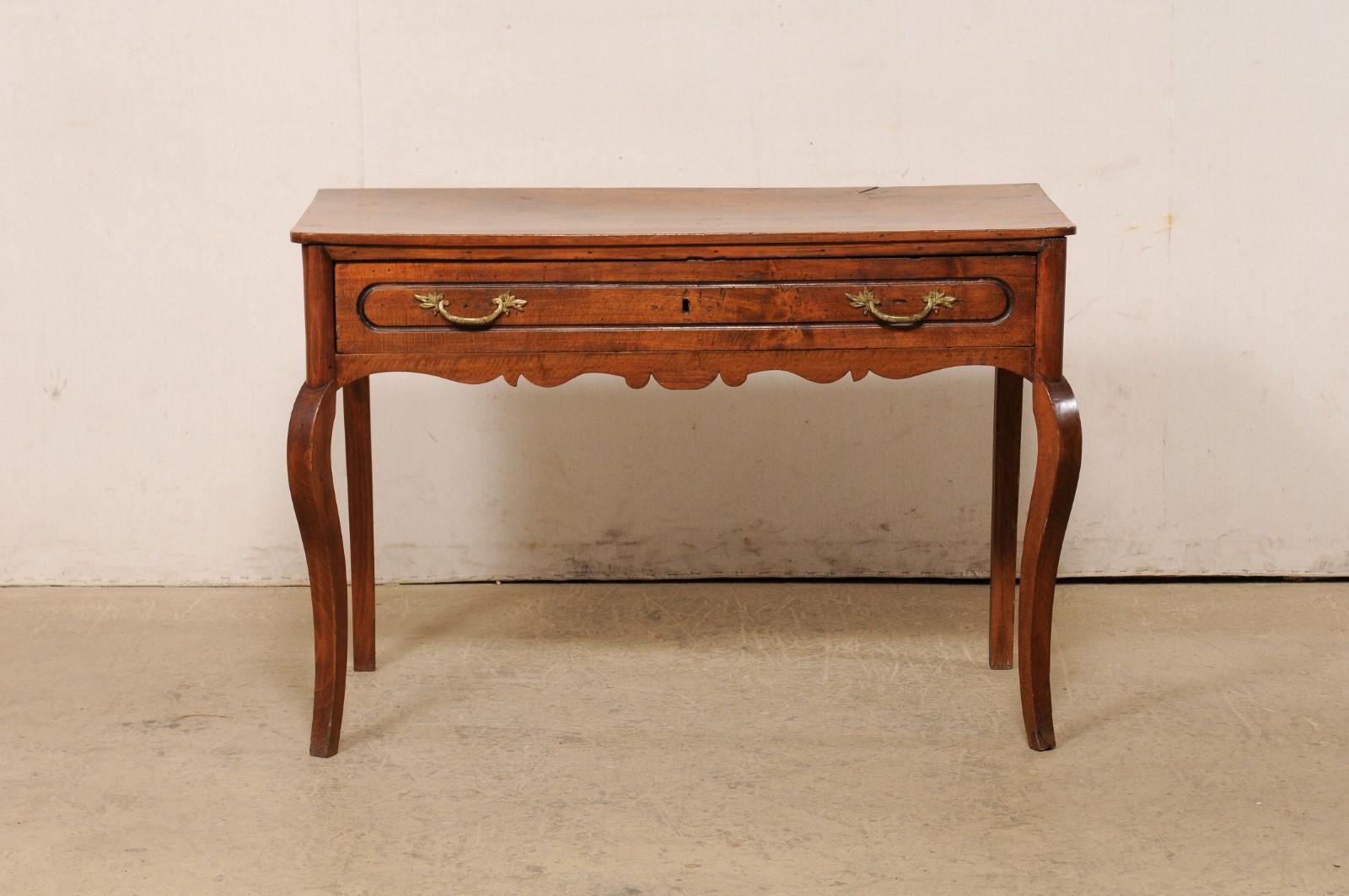 18th C. Italian Walnut Console Table with Full Size Drawer 'or a Small Server' For Sale 8