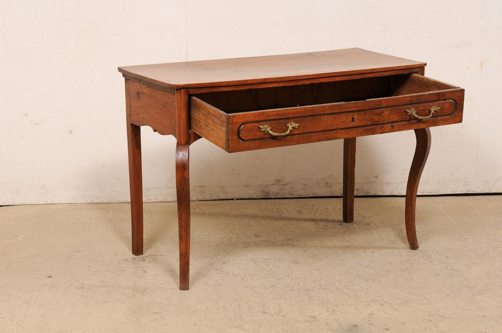 18th Century and Earlier 18th C. Italian Walnut Console Table with Full Size Drawer 'or a Small Server' For Sale