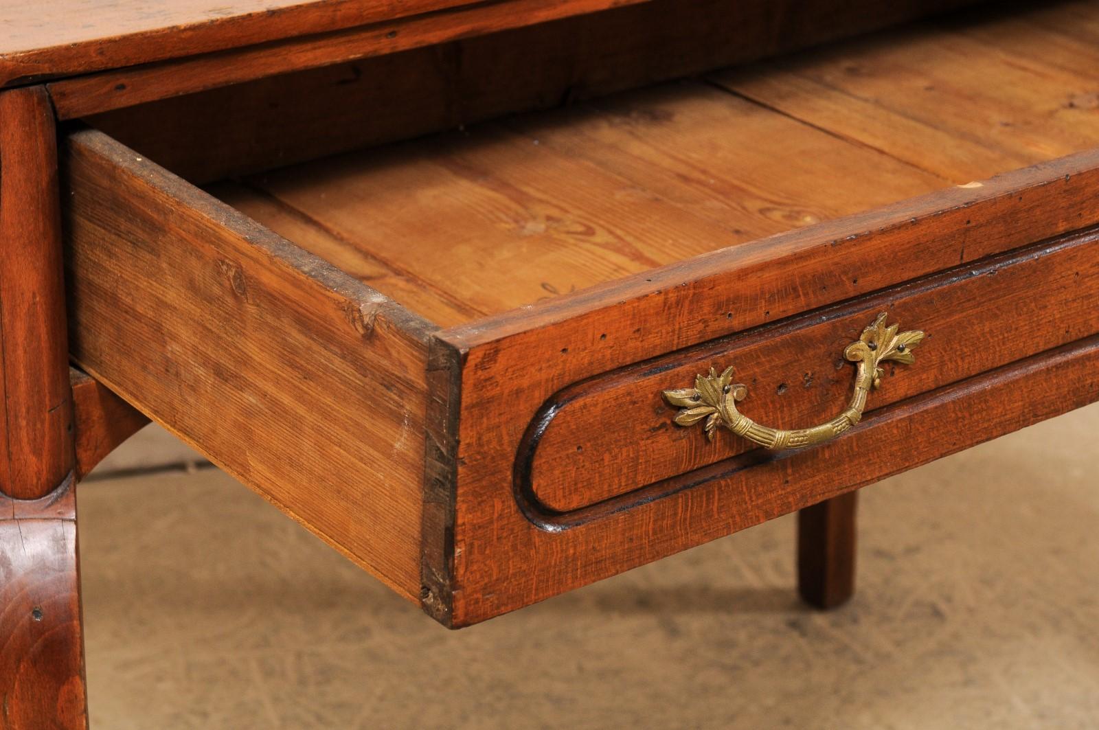 18th C. Italian Walnut Console Table with Full Size Drawer 'or a Small Server' For Sale 1