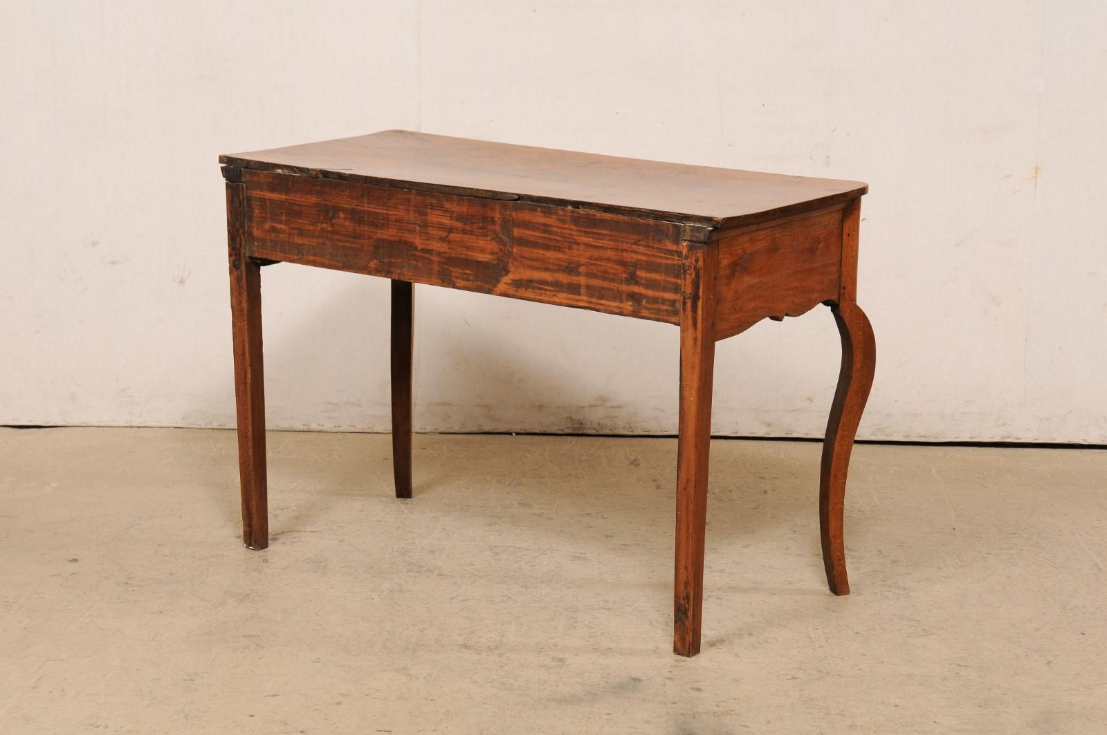 18th C. Italian Walnut Console Table with Full Size Drawer 'or a Small Server' For Sale 4