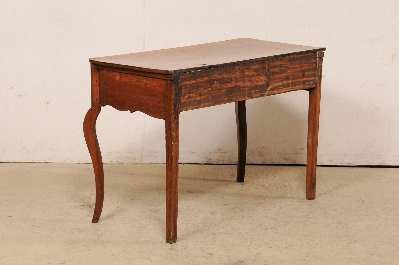 18th C. Italian Walnut Console Table with Full Size Drawer 'or a Small Server' For Sale 5