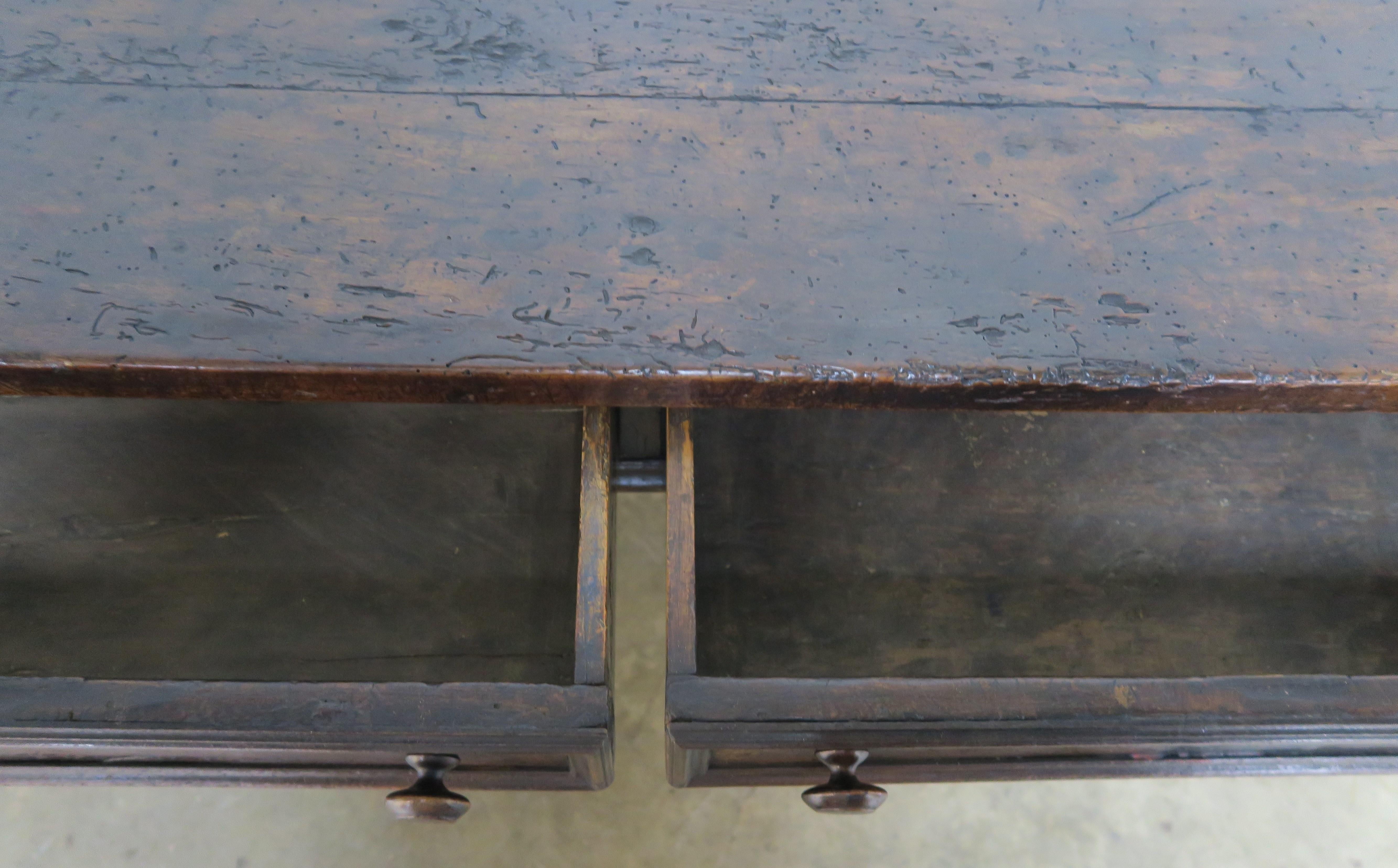 18th Century Italian Walnut Writing Table/ Desk In Distressed Condition In Los Angeles, CA