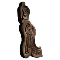 18th C. Japanese Temple Architectural Fragment Figural / Wabi-Sabi Zen Sculpture