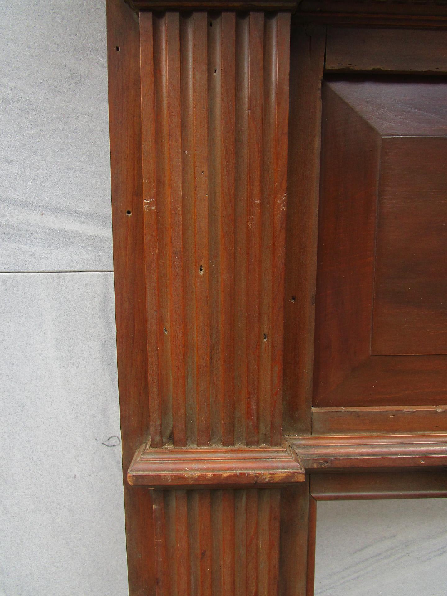 Poplar 18th c Large Federal Style American Wooden Fireplace Mantel