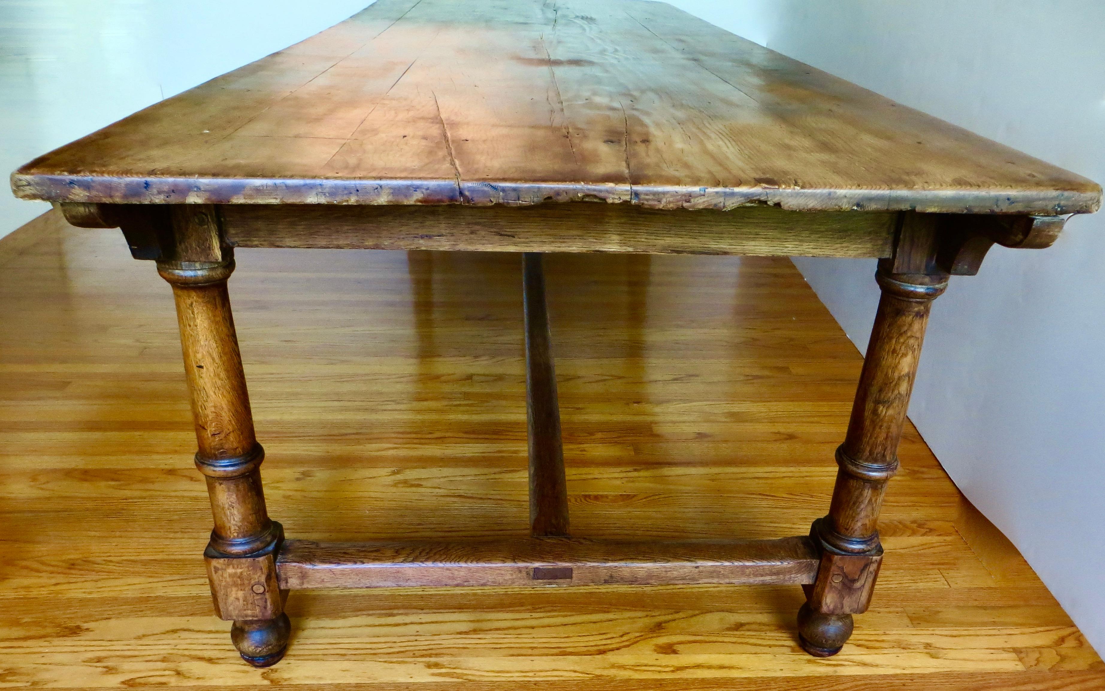 Late 18th Century 18th C. Large Provincial Plank Topped Dining Room Table. British Circa 1790 For Sale
