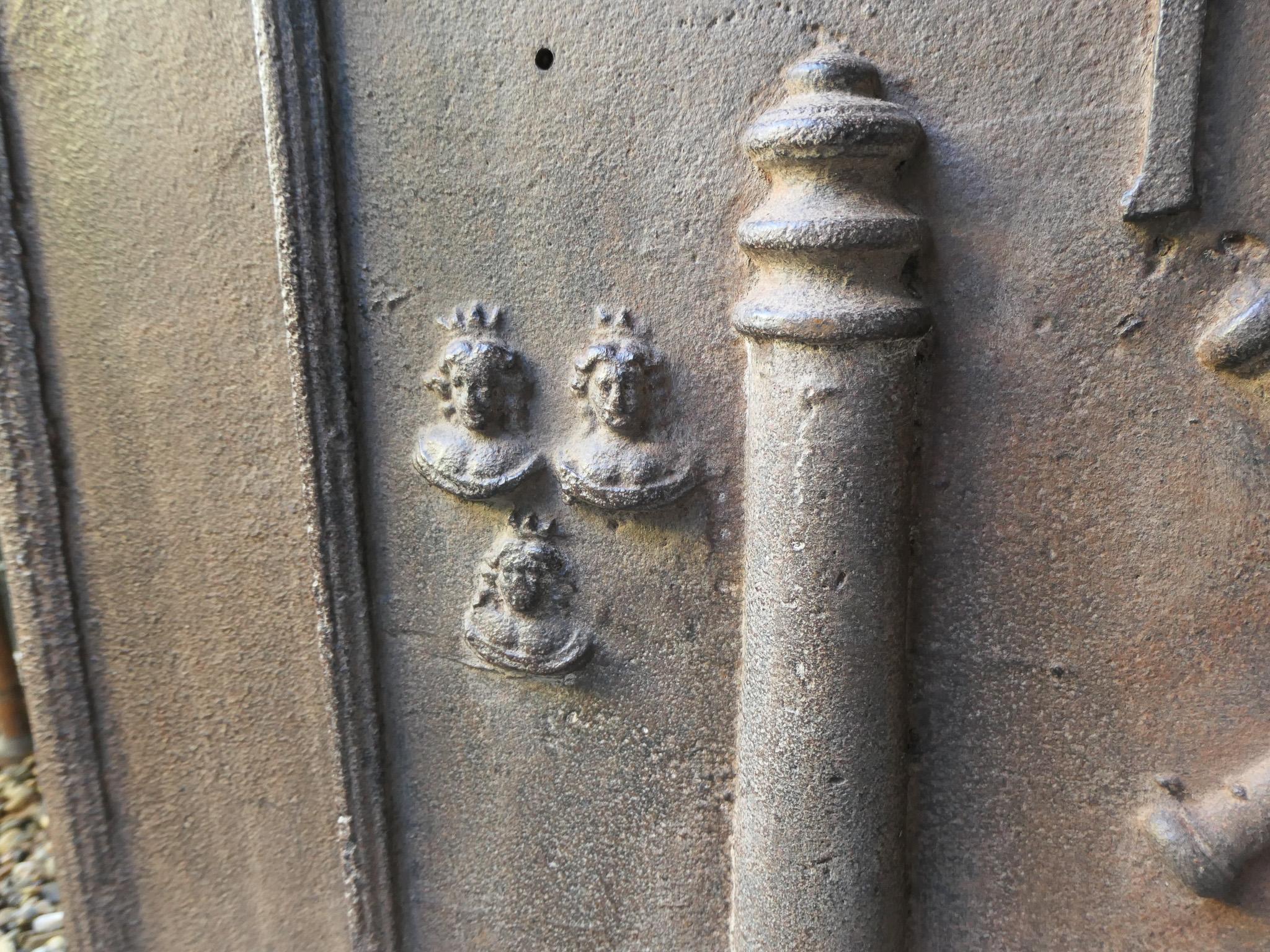 18th C. Louis XIV 'Pillars with Saint Andrew's Cross' Fireback / Backsplash For Sale 3