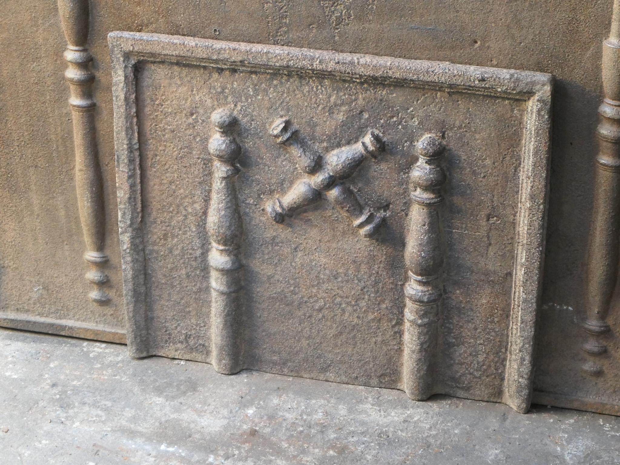 18th Century and Earlier 18th C. Louis XIV 'Pillars with Saint Andrew's Cross' Fireback / Backsplash For Sale