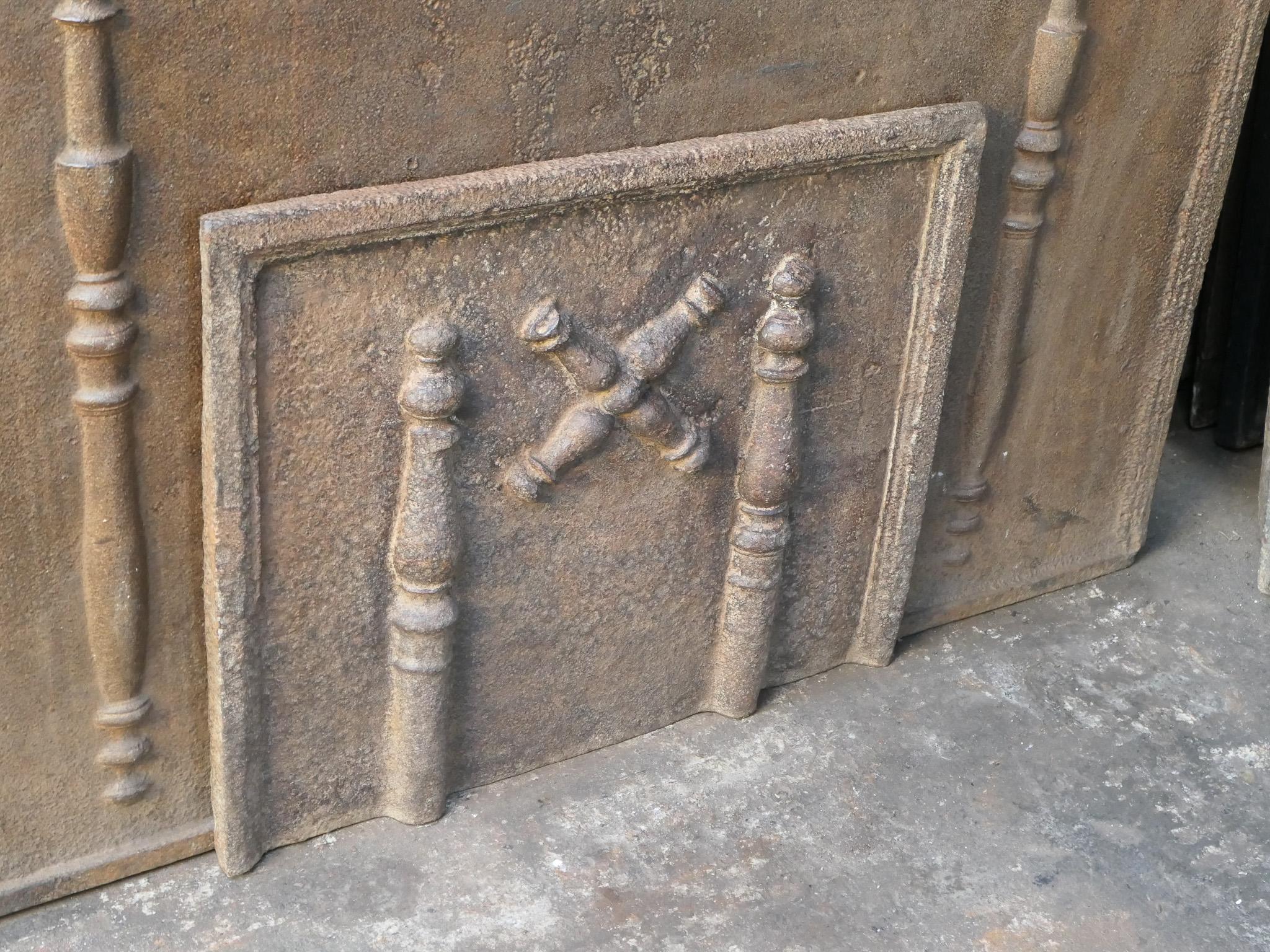 Iron 18th C. Louis XIV 'Pillars with Saint Andrew's Cross' Fireback / Backsplash For Sale