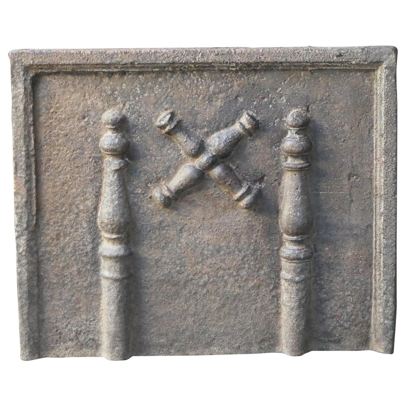 18th C. Louis XIV 'Pillars with Saint Andrew's Cross' Fireback / Backsplash