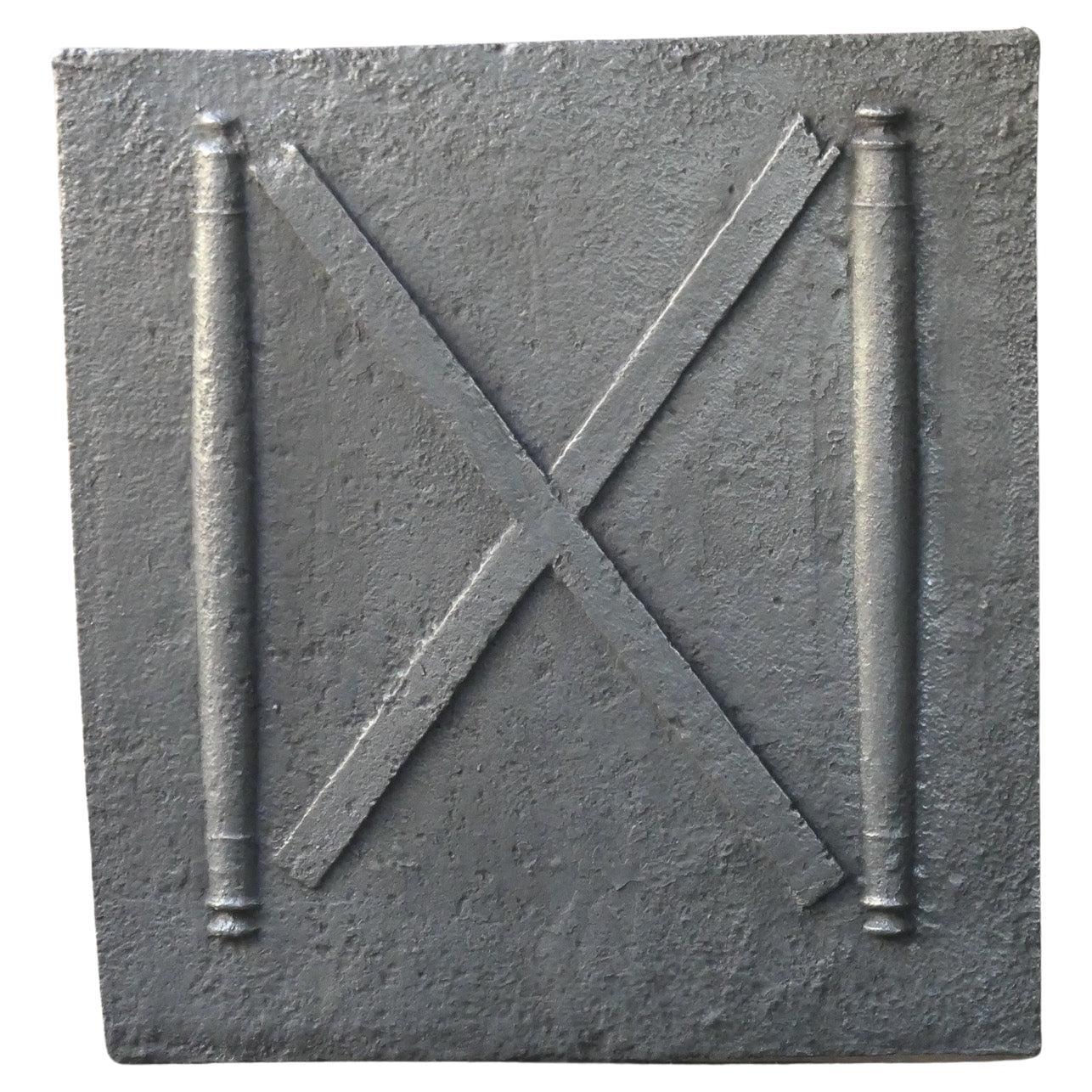 18th C. Louis XIV 'Pillars with Saint Andrew's Cross' Fireback / Backsplash For Sale