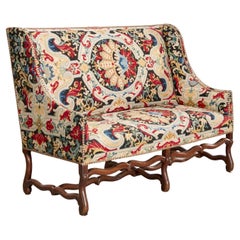18th C. Louis XIV Provincial Walnut Canapé à l’Oreille, Upholstered by A. Pinto