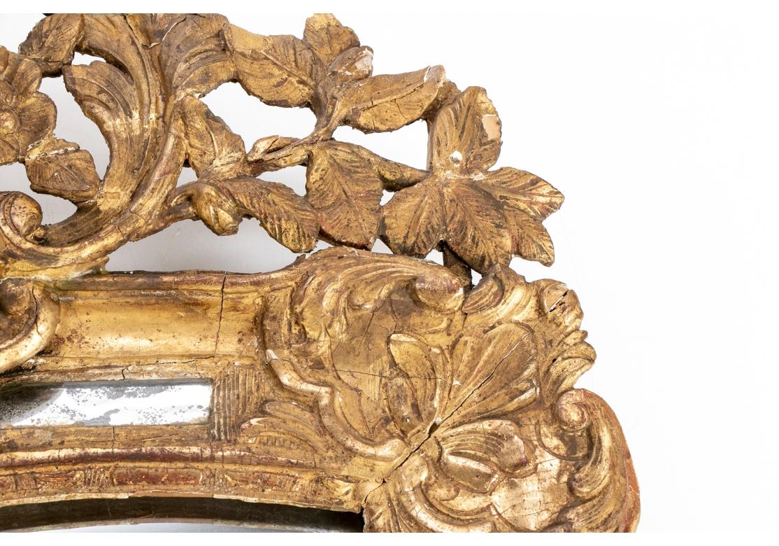 Gesso 18th C. Louis XIV Style Segmented Carved And Gilt Mirror