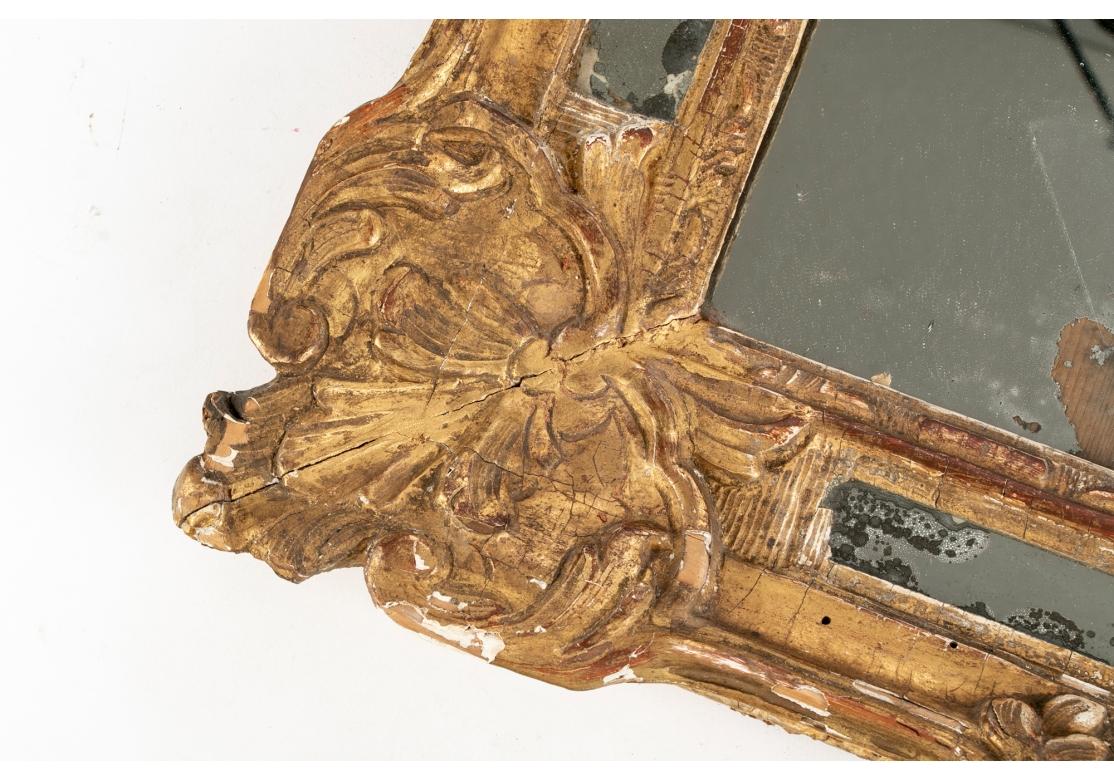 18th C. Louis XIV Style Segmented Carved And Gilt Mirror 1