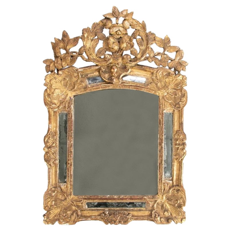 18th C. Louis XIV Style Segmented Carved And Gilt Mirror
