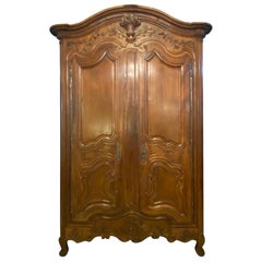 18th Century Louis XV Armoire Wonderfully Carved with All Original Hardware