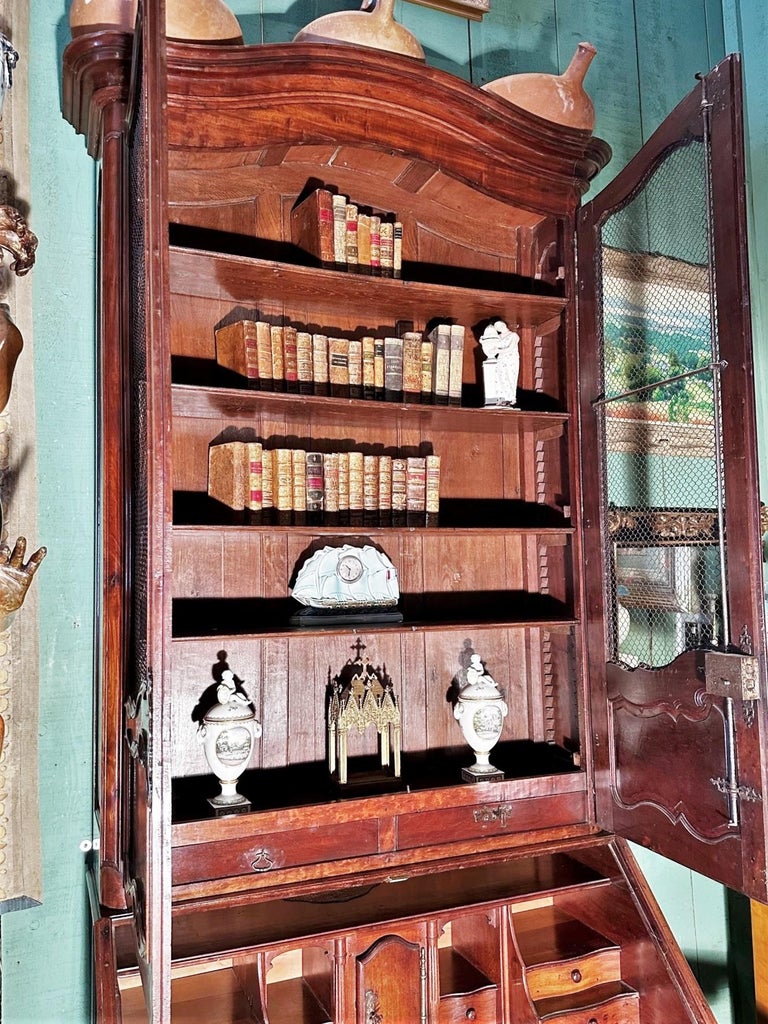 18th C. Louis XV Bureau Scriban Bibliotec Secretary Cabinet Mahogany  Antiques LA For Sale at 1stDibs