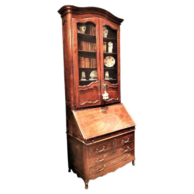 Bureau Scriban Bibliotec secrétaire de bureau Louis XV du 18ème siècle en acajou Antiques LA