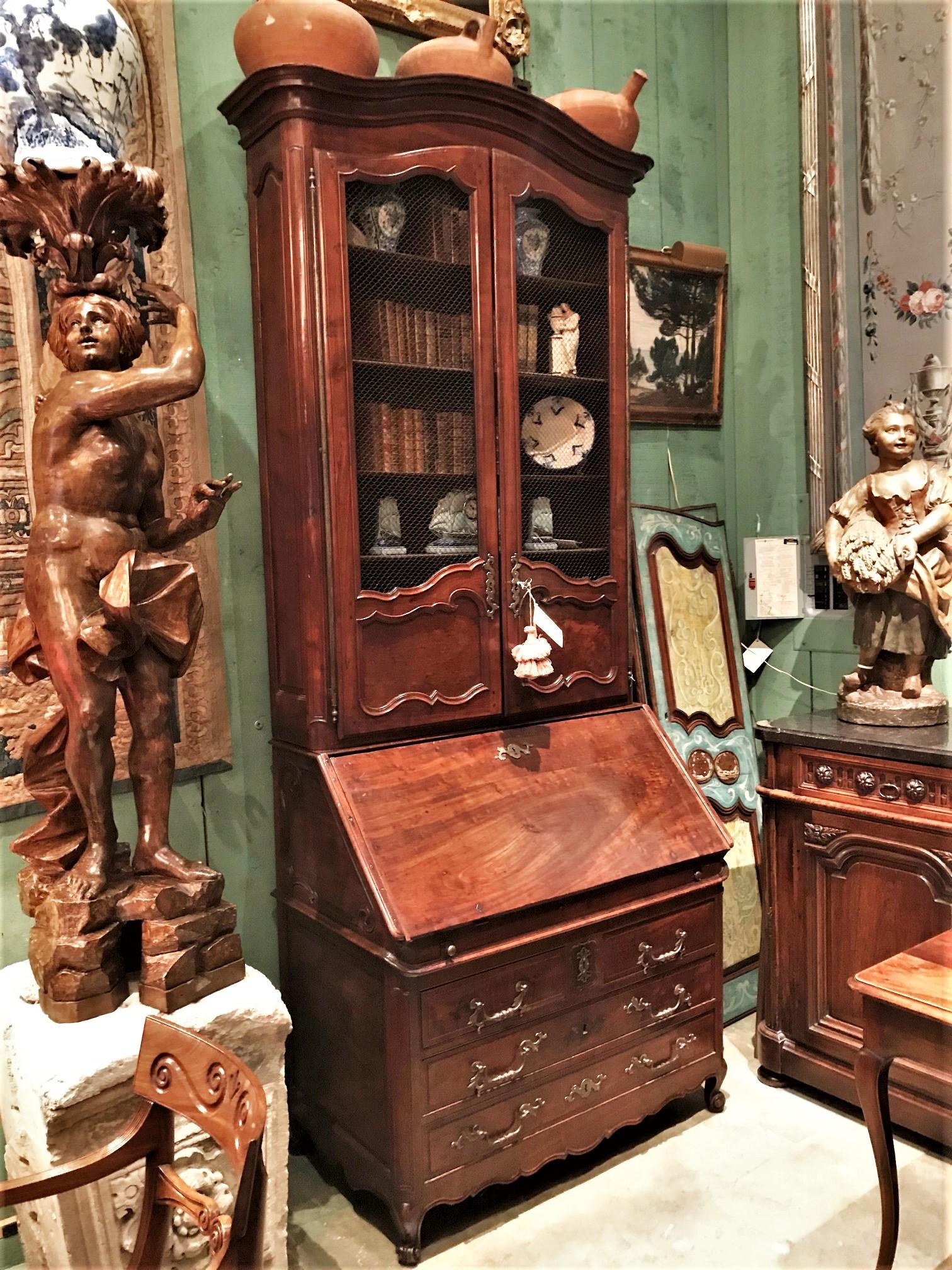 18° C. Luigi XV Bureau Scriban Bibliothèque Secretary Cabinet Mahogany Antique in vendita 10