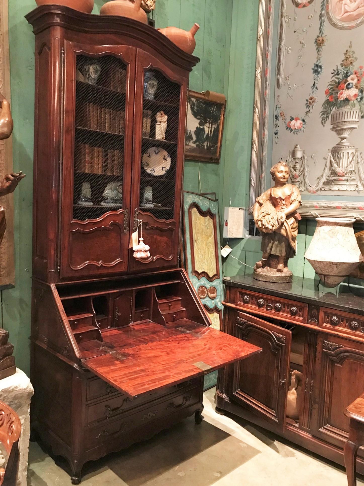 18° C. Luigi XV Bureau Scriban Bibliothèque Secretary Cabinet Mahogany Antique in vendita 11
