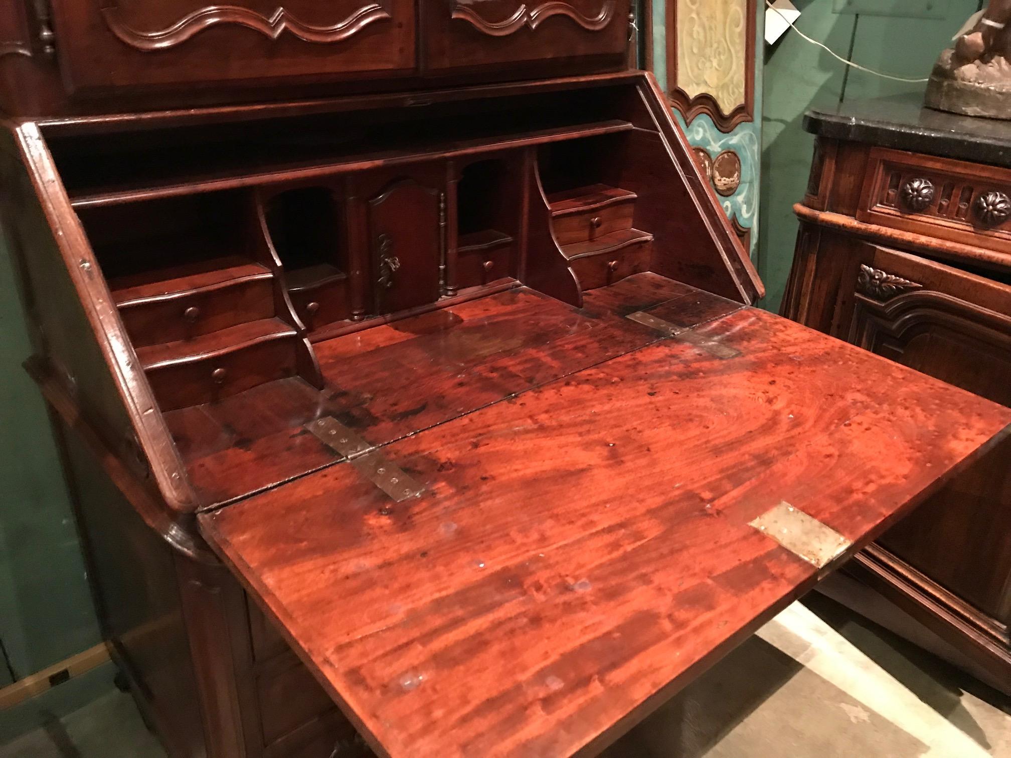 18° C. Luigi XV Bureau Scriban Bibliothèque Secretary Cabinet Mahogany Antique in vendita 12