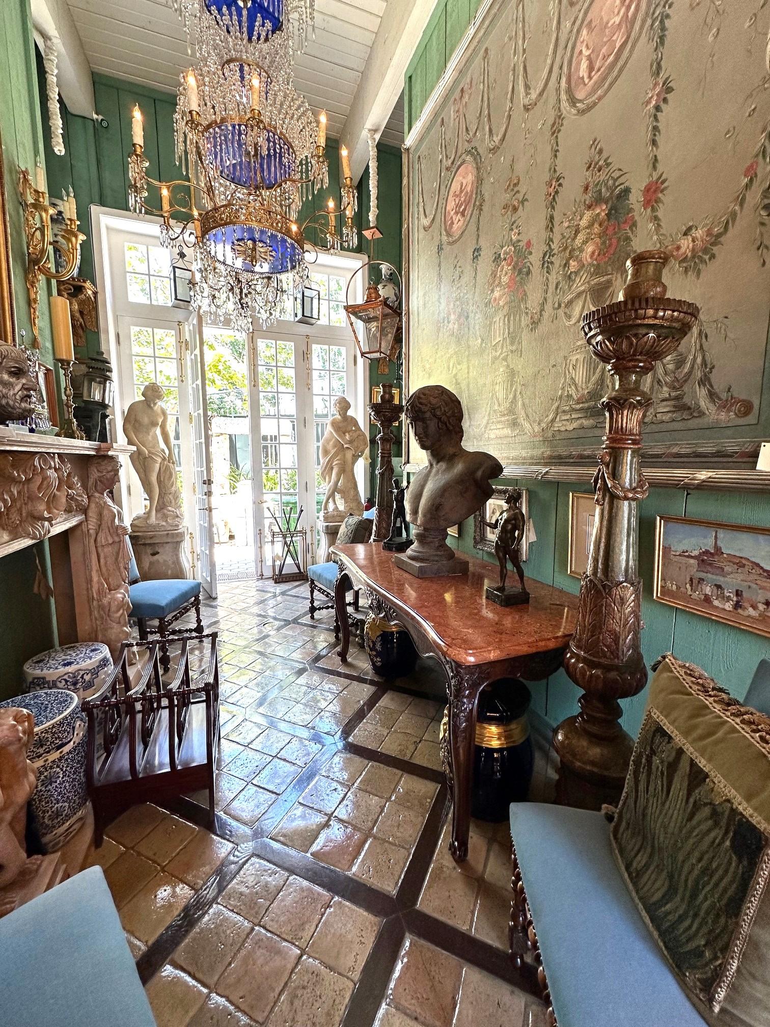 18th C. Louis XV Console Entrance Hunting serving Table Carved Stone & Wood farm For Sale 4