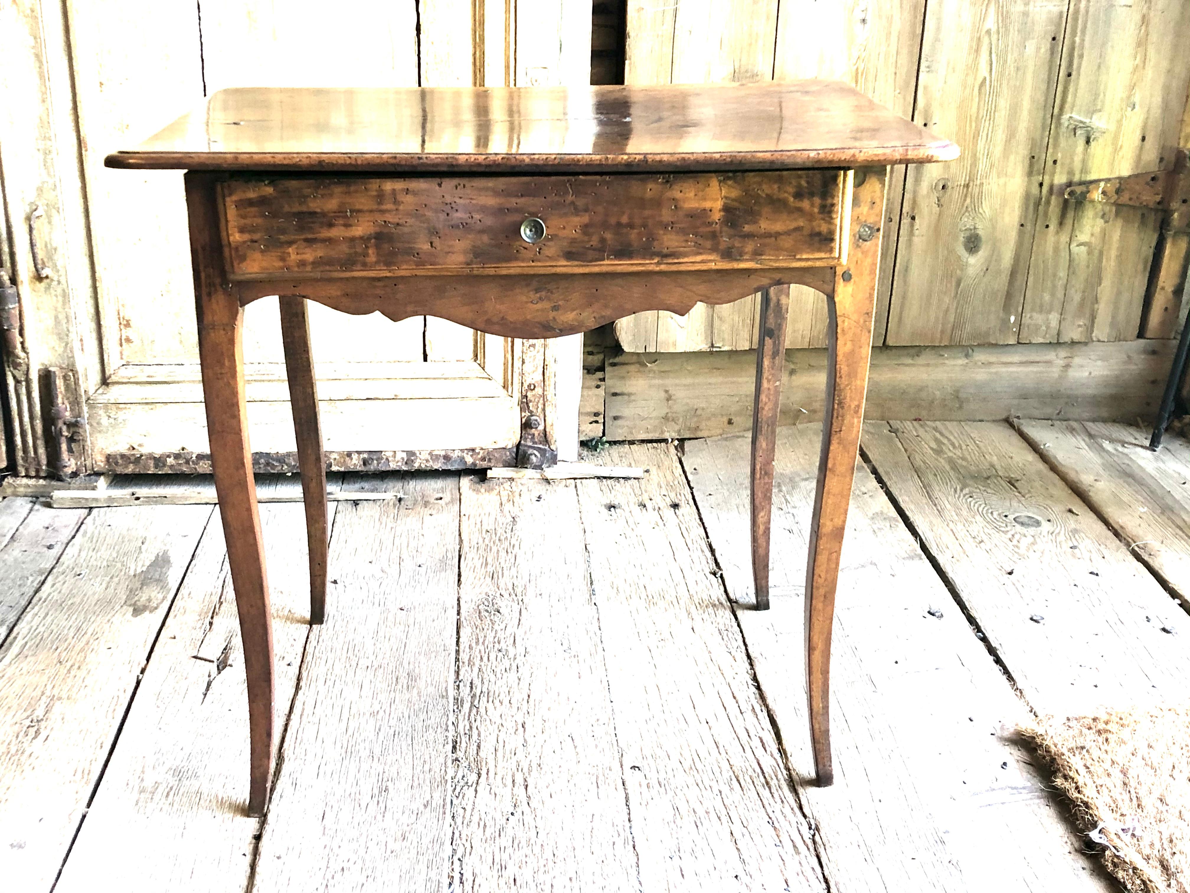 French Provincial 18th C. Louis XV Side Table, Walnut For Sale