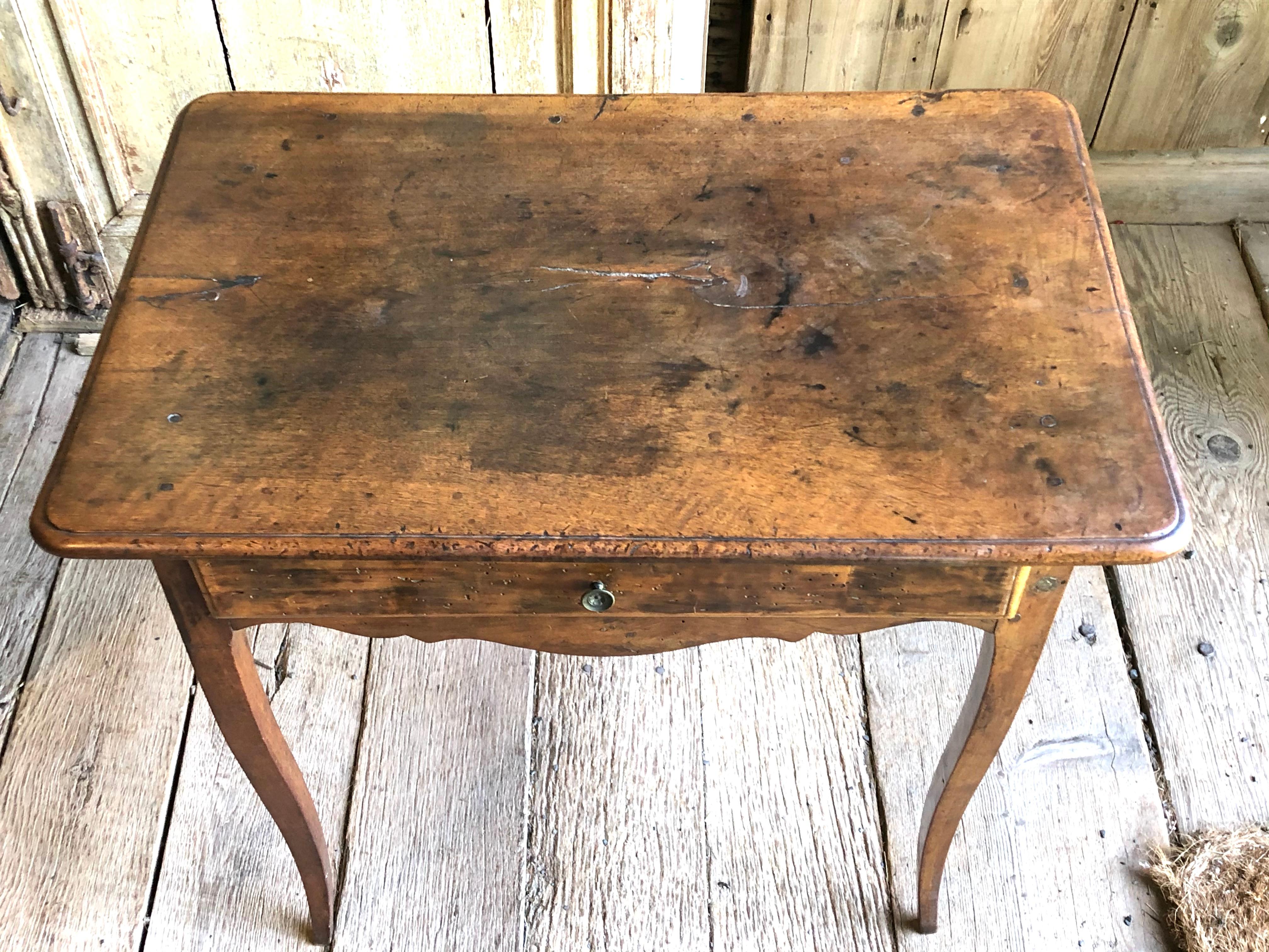 French 18th C. Louis XV Side Table, Walnut For Sale