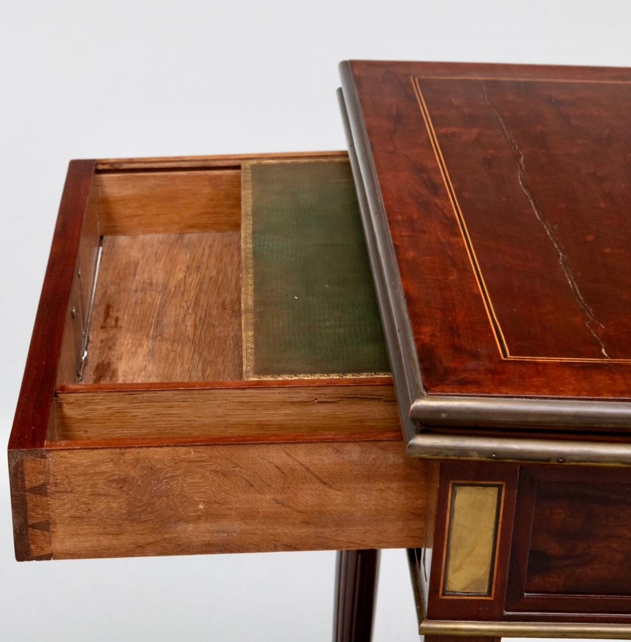 Brass 18th C. Louis XVI Marble Writing Table For Sale