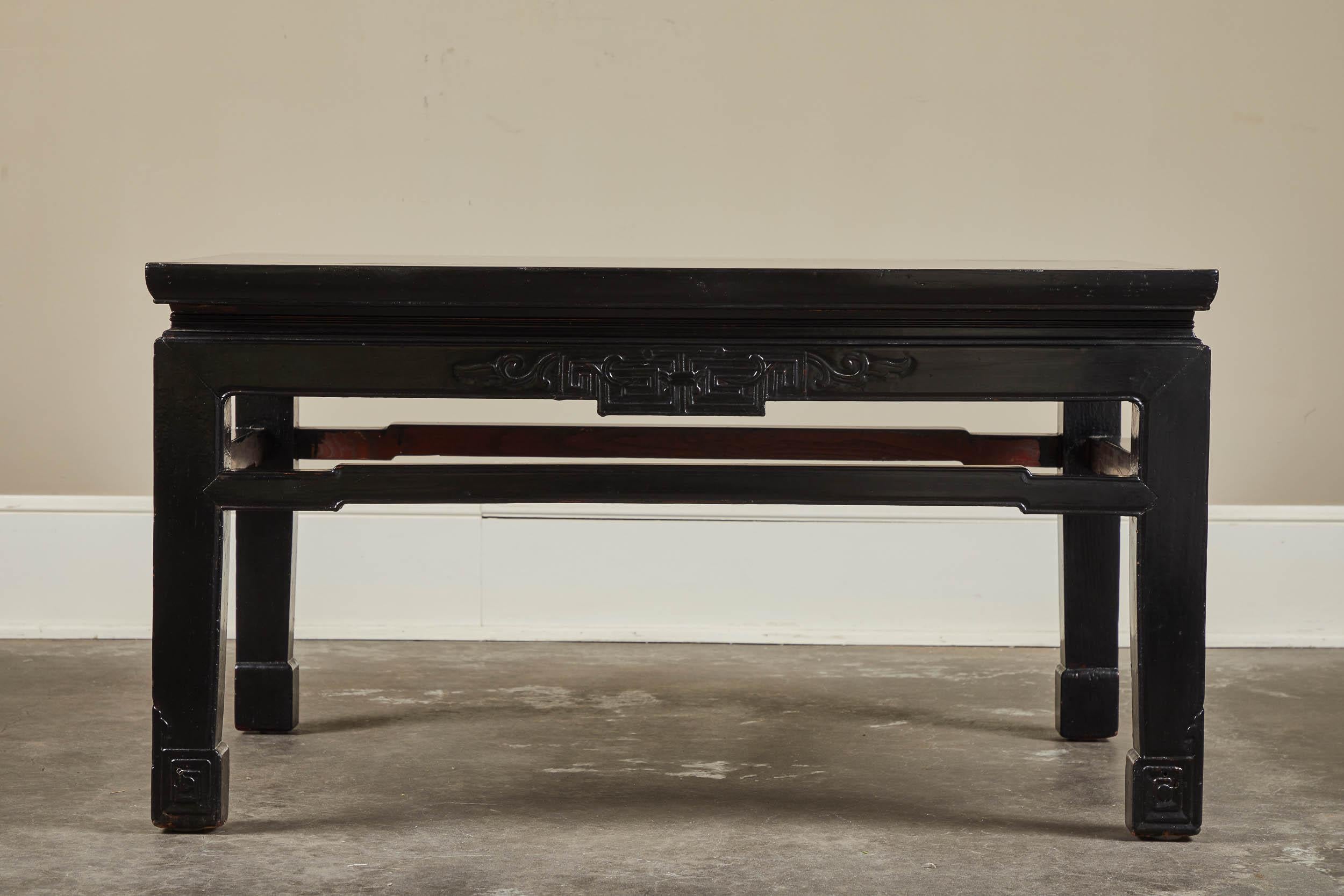 Chinese 18th Century Low Black Lacquer Kang Table