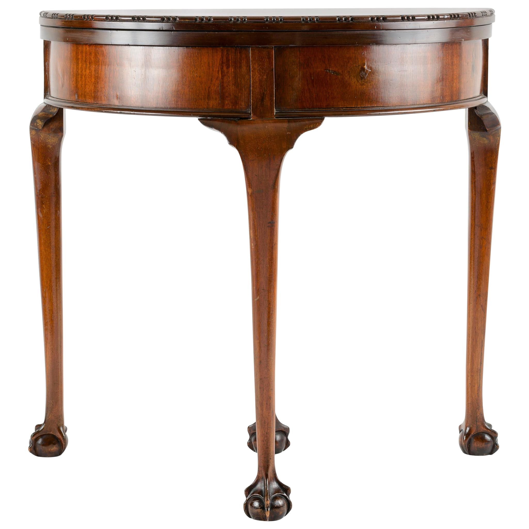 18th Century Mahogany Demilune Game Table