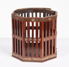 18th c. Mahogany Octagonal Fretwork Bucket with Brass Detailing