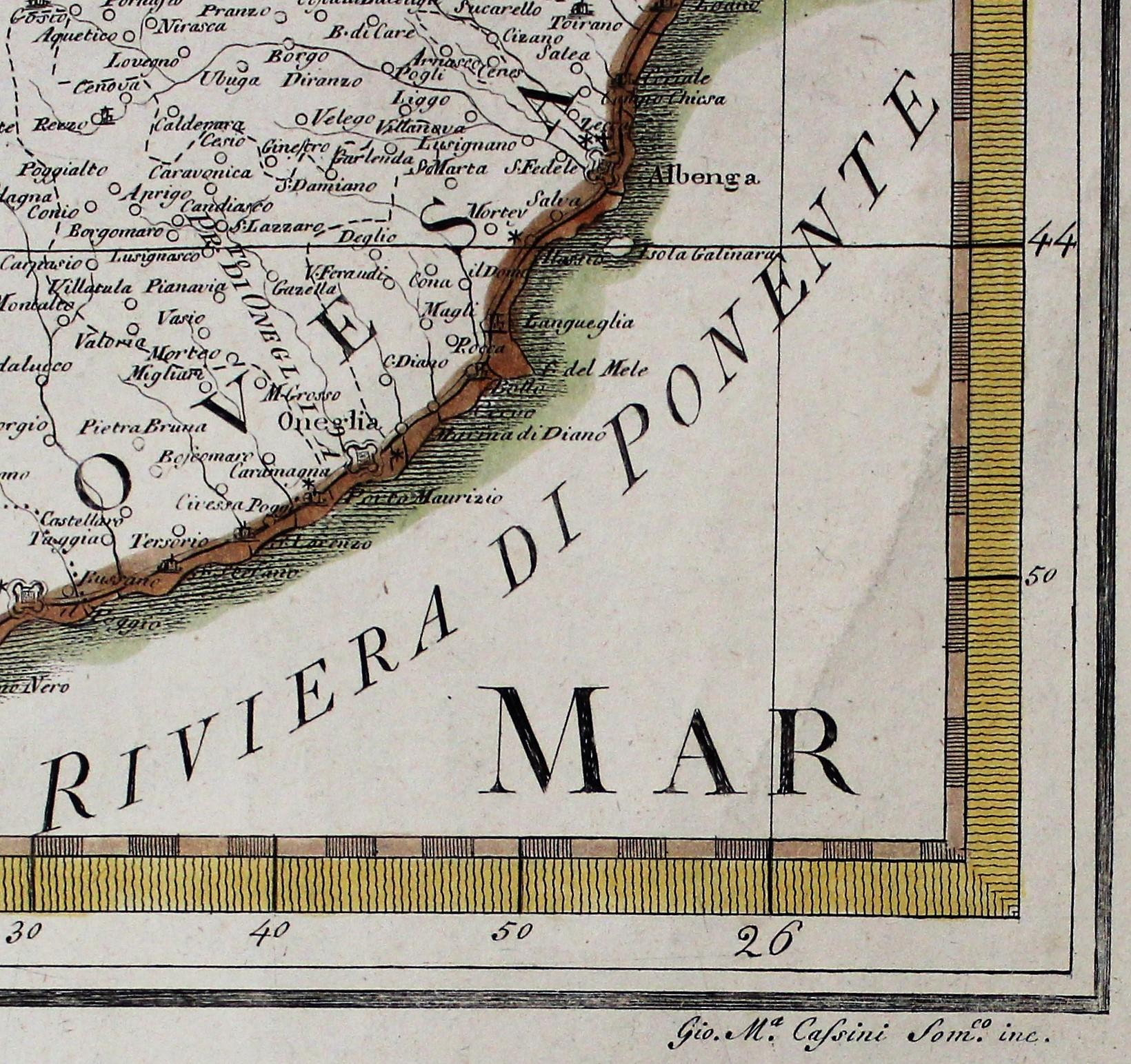Carte du royaume de Sardaigne et d'une partie du royaume de Gênes, Rome Bon état - En vente à Hamilton, Ontario