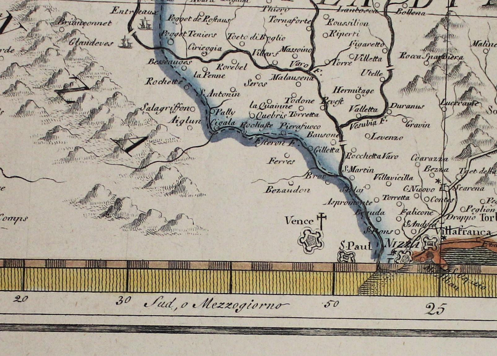 XVIIIe siècle et antérieur Carte du royaume de Sardaigne et d'une partie du royaume de Gênes, Rome en vente