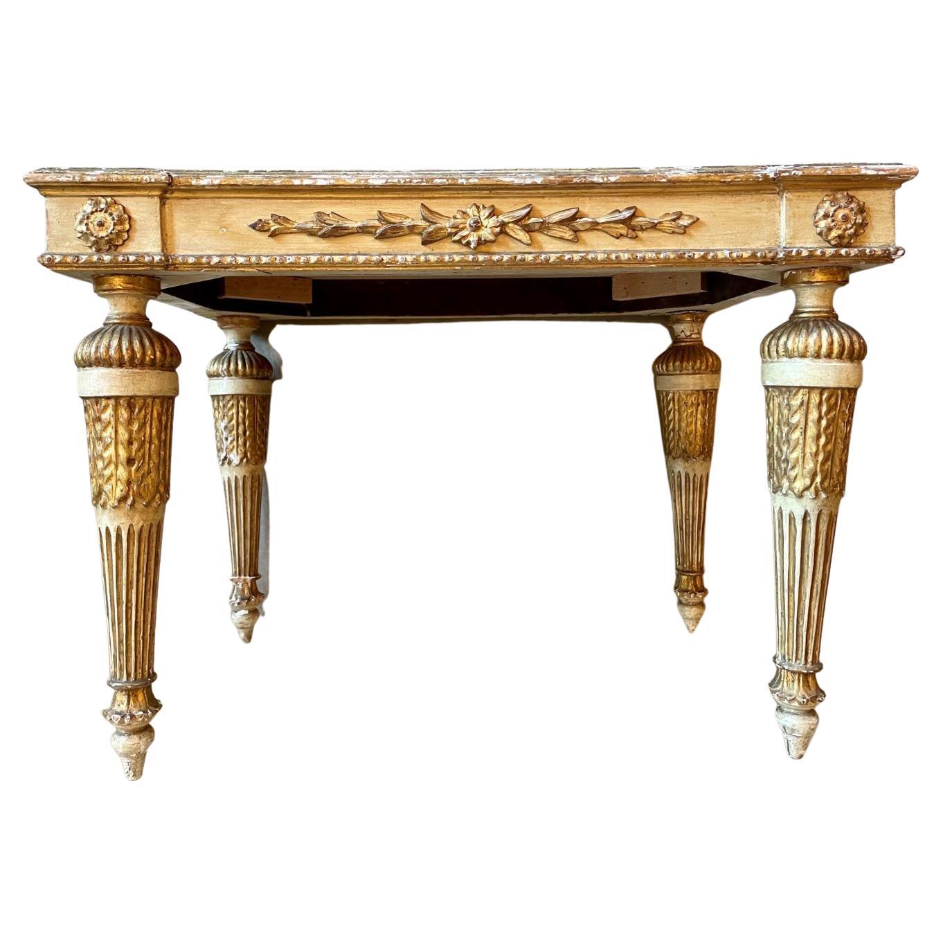 18th C. Marie Antoinette Carved Giltwood Table For Sale