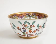 18th C. Meissen Hausmaler Decorated Bowl with High Relief Multi-Colored Flowers