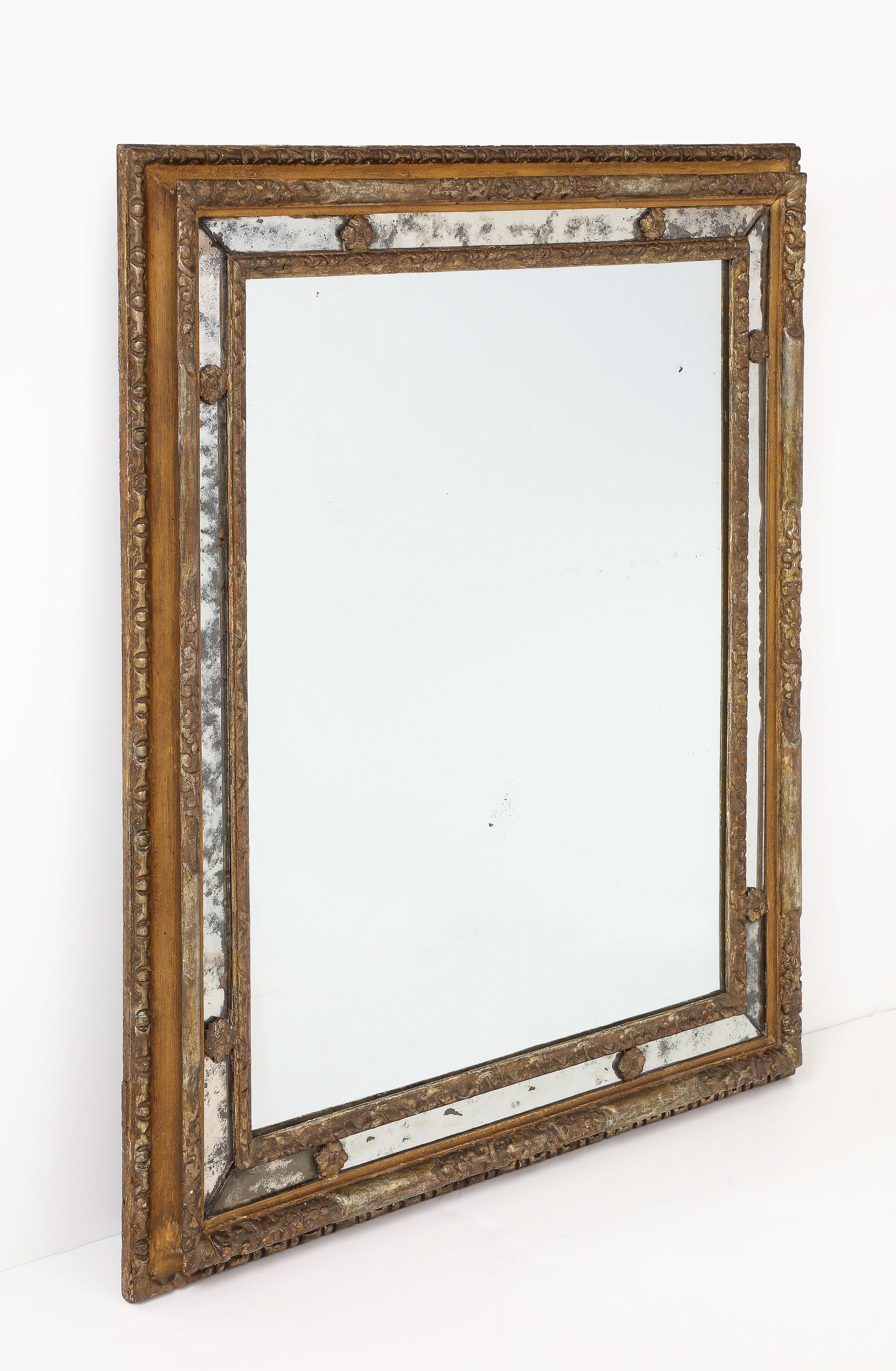18th C. Milanese Mirror with Gold Gilt Ornamentation, Antique Glass, Italy 4