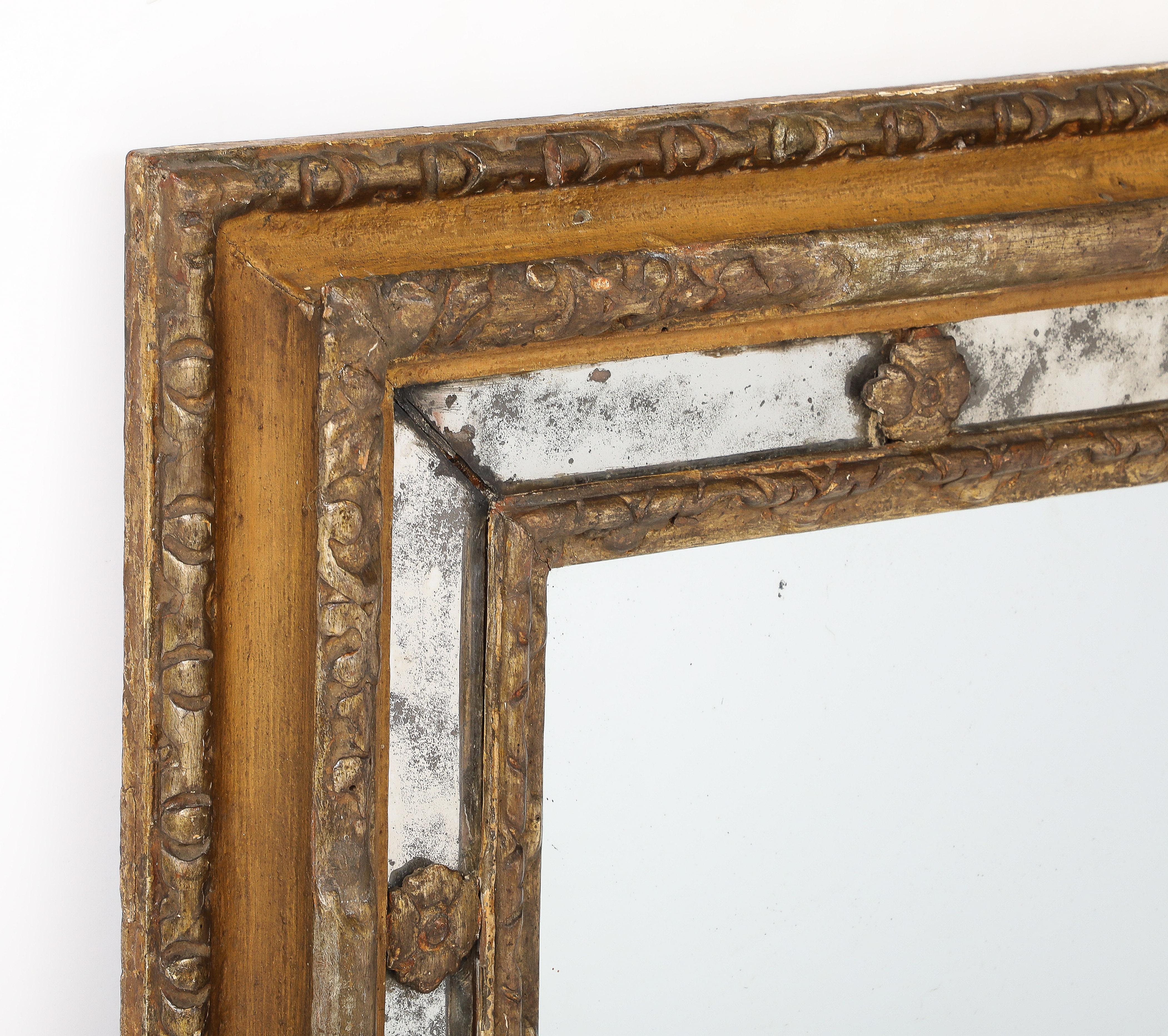 18th C. Milanese Mirror with Gold Gilt Ornamentation, Antique Glass, Italy 5