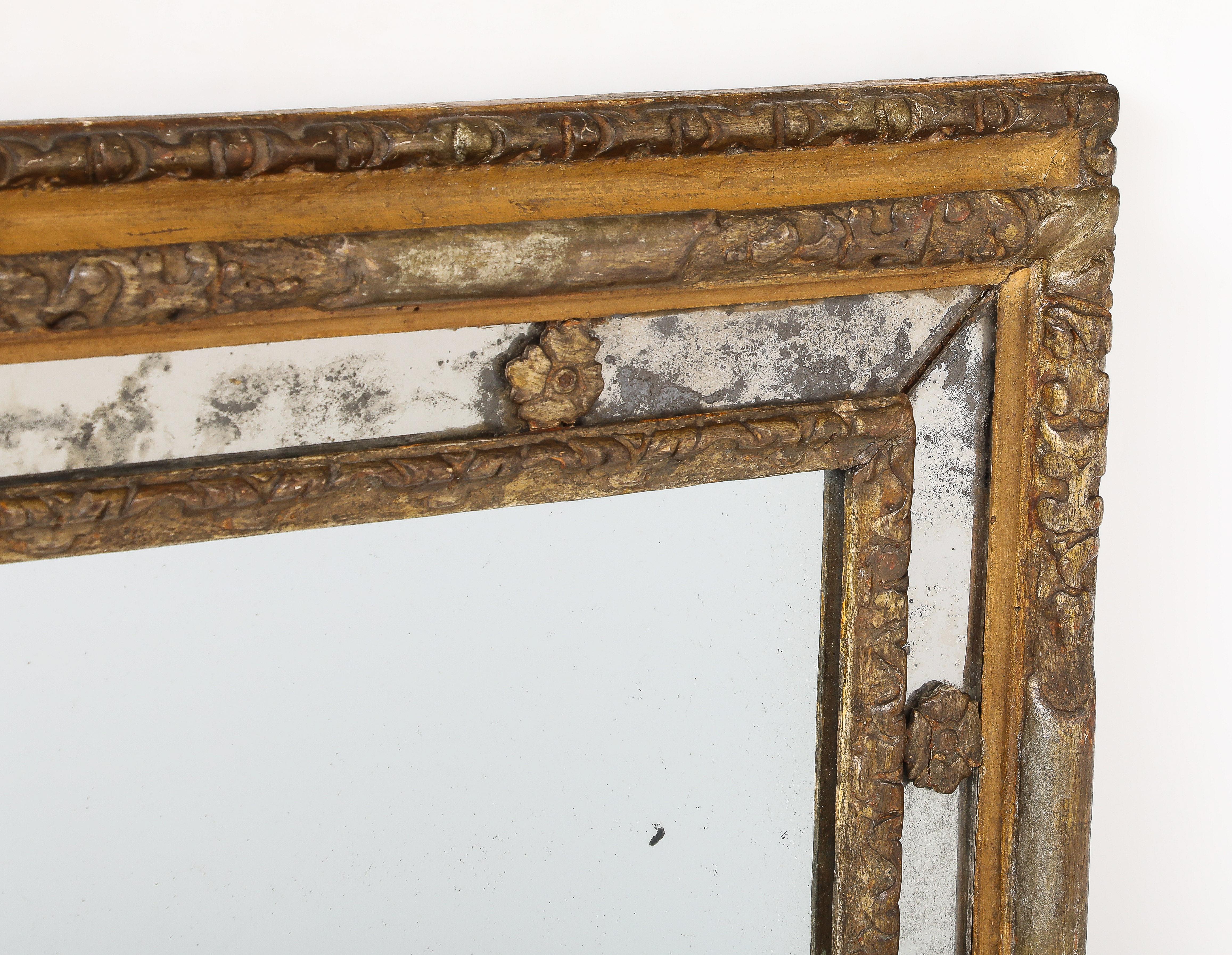 18th C. Milanese Mirror with Gold Gilt Ornamentation, Antique Glass, Italy 6