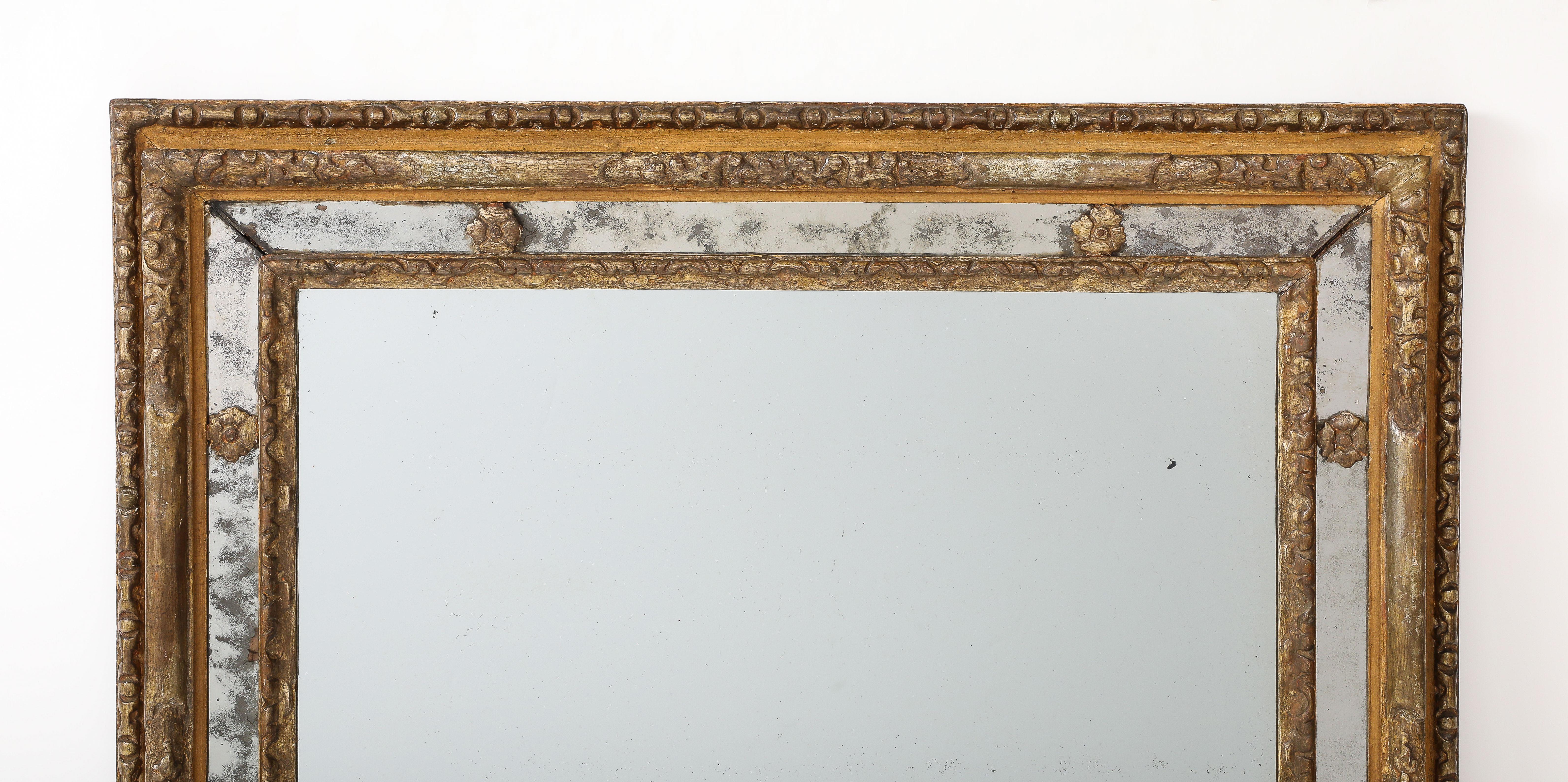 18th C. Milanese Mirror with Gold Gilt Ornamentation, Antique Glass, Italy 2
