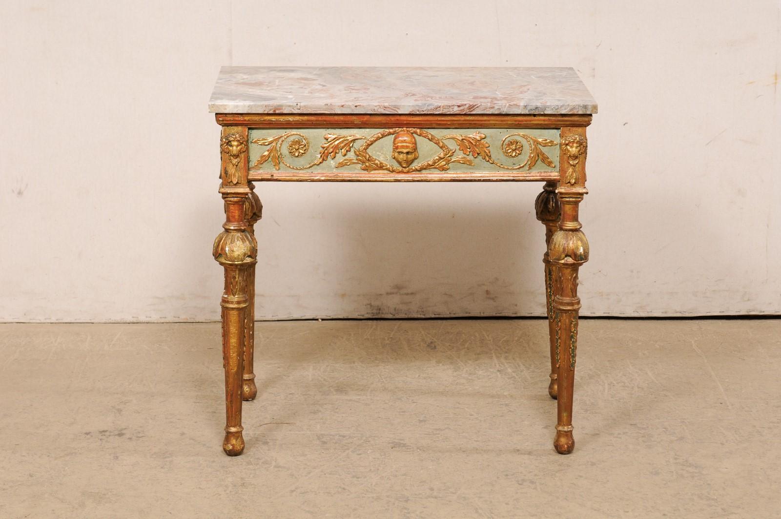 18th Century Neoclassic Italian Carved & Painted Wood Console with Marble 7