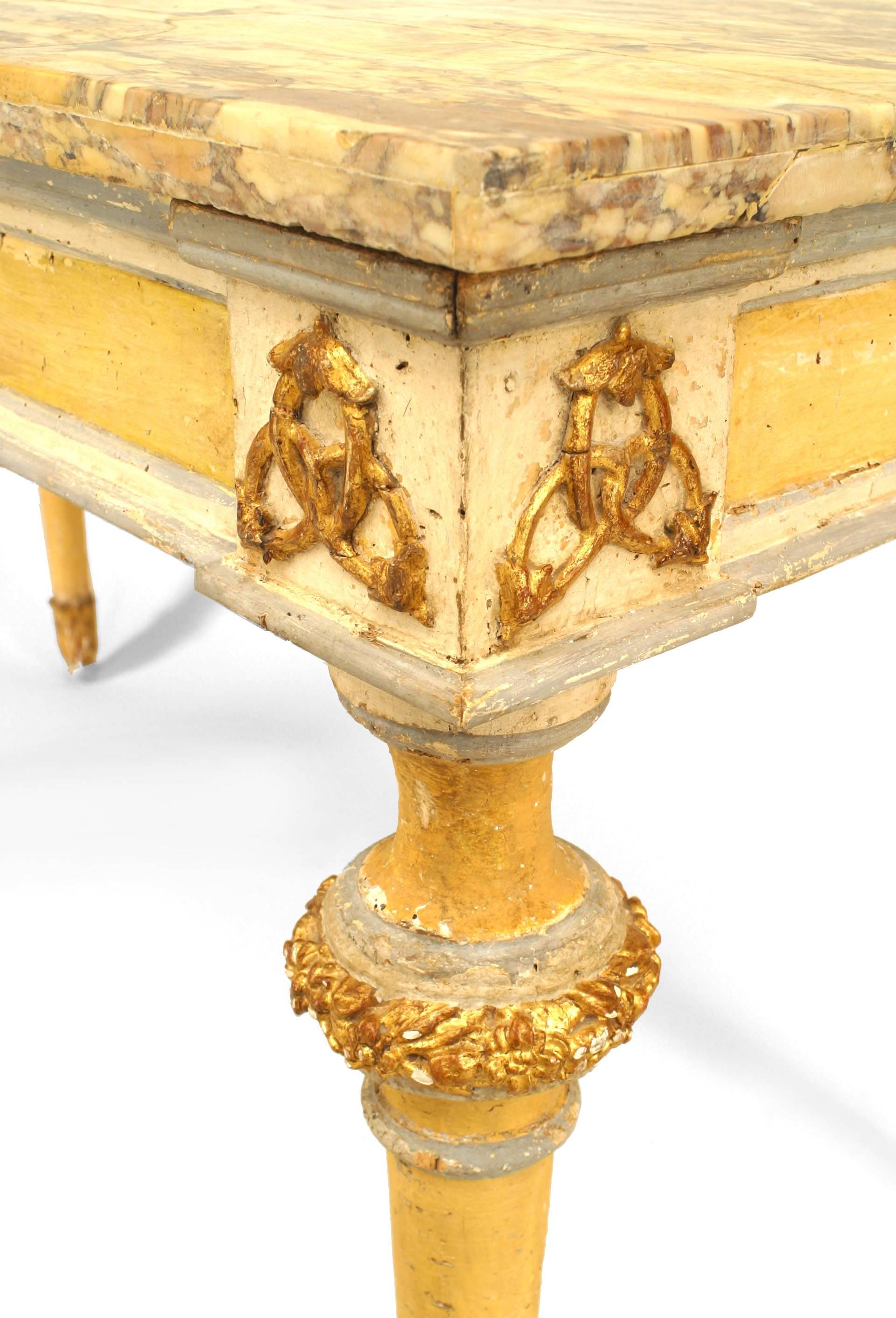 Hand-Painted 18th c. Neoclassic Marble Top Console