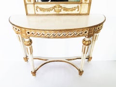 Neoclassical Italian Parcel-Gilt and Mirror over Console Table