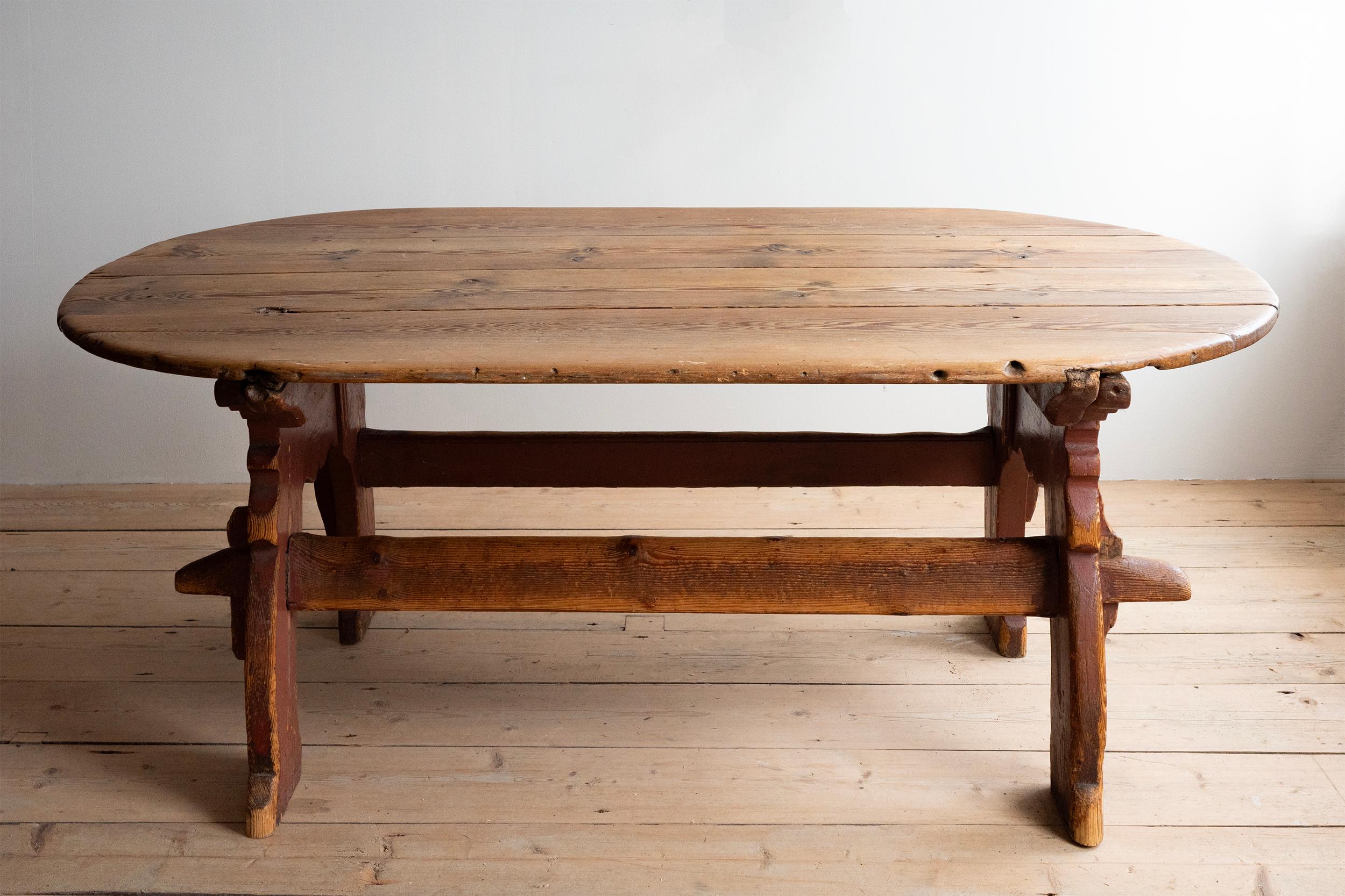 18th c, Norwegian Trestle Table In Good Condition For Sale In Allerum, SE