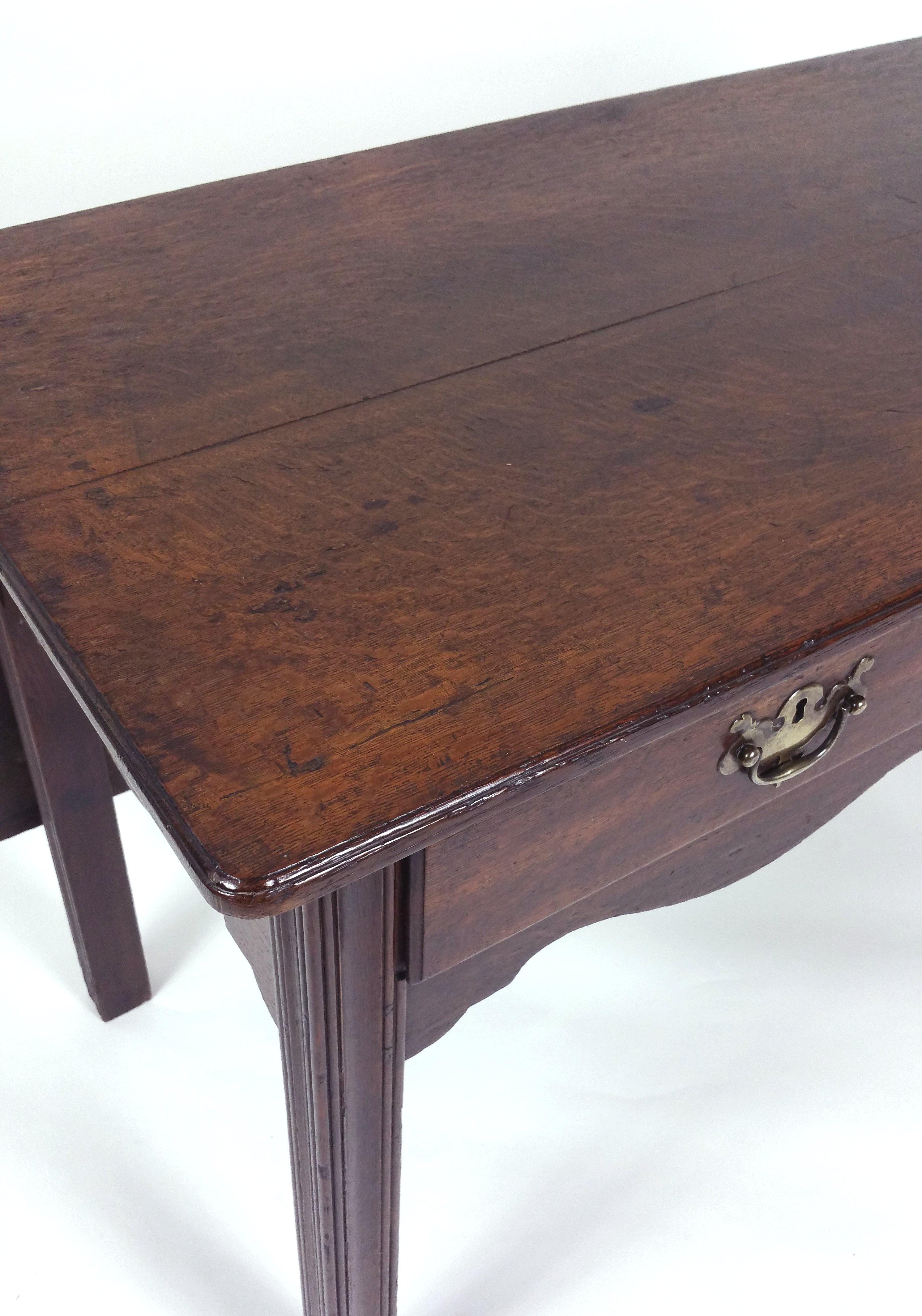 18th Century Oak Cottage Drop-Leaf Dining or Side Table For Sale 1