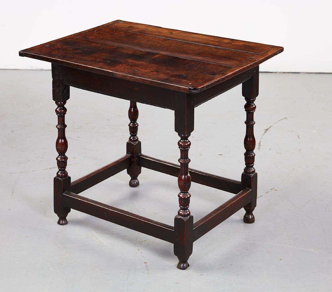 18th C. Oak Stretcher Base Rectangular Table In Good Condition For Sale In Greenwich, CT