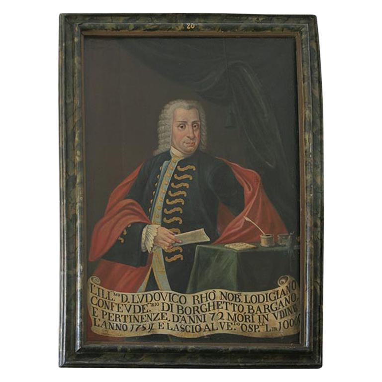 18th c  Oil On Canvas Portrait of Italian  Nobleman For Sale